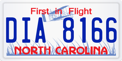 NC license plate DIA8166