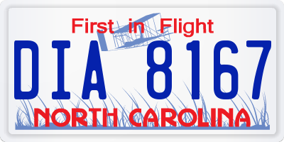 NC license plate DIA8167