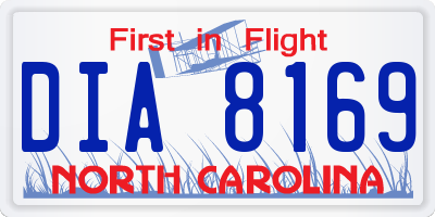 NC license plate DIA8169