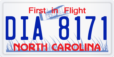 NC license plate DIA8171