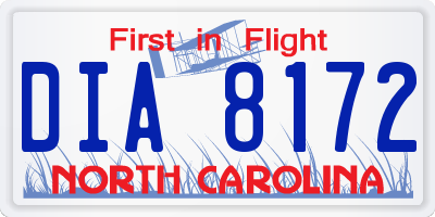NC license plate DIA8172