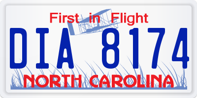 NC license plate DIA8174