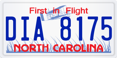 NC license plate DIA8175