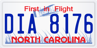 NC license plate DIA8176