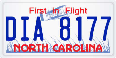 NC license plate DIA8177