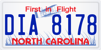 NC license plate DIA8178