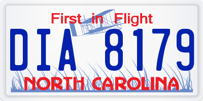 NC license plate DIA8179