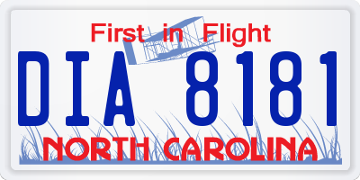 NC license plate DIA8181