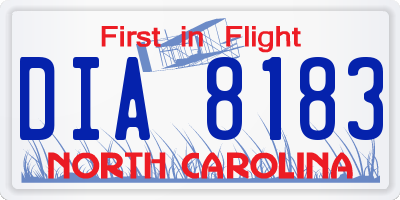 NC license plate DIA8183