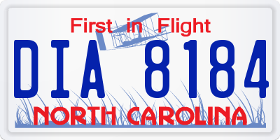 NC license plate DIA8184