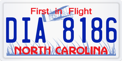 NC license plate DIA8186