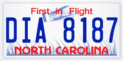 NC license plate DIA8187
