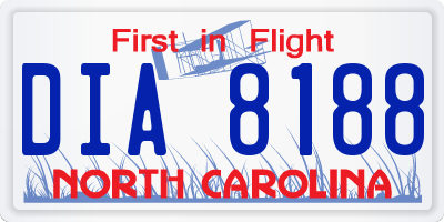 NC license plate DIA8188