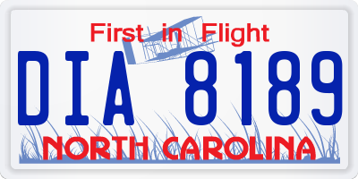 NC license plate DIA8189