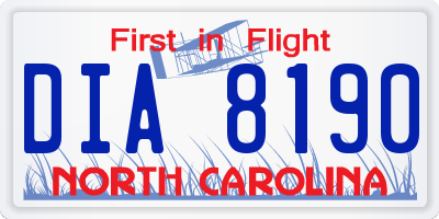 NC license plate DIA8190