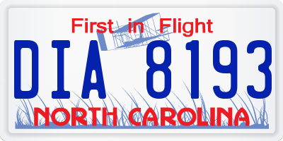 NC license plate DIA8193