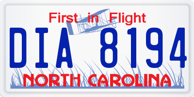 NC license plate DIA8194