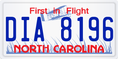 NC license plate DIA8196