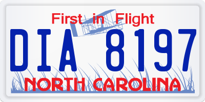 NC license plate DIA8197