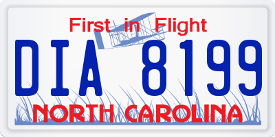 NC license plate DIA8199