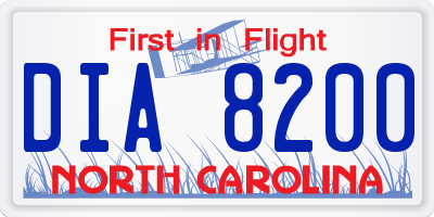 NC license plate DIA8200