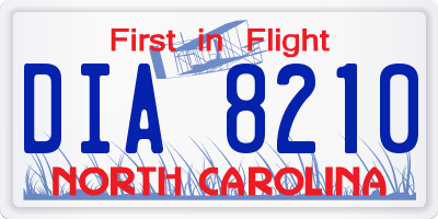 NC license plate DIA8210