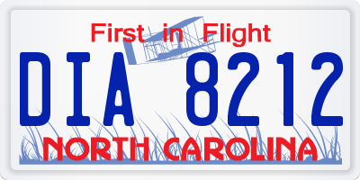 NC license plate DIA8212