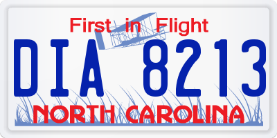 NC license plate DIA8213