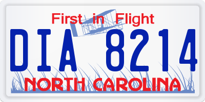 NC license plate DIA8214