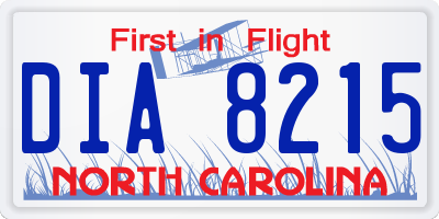 NC license plate DIA8215