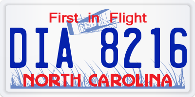 NC license plate DIA8216