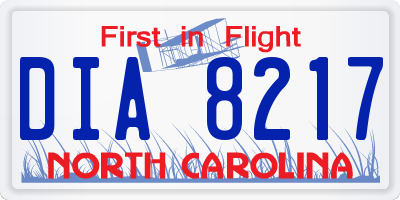 NC license plate DIA8217