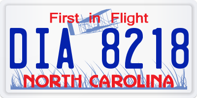 NC license plate DIA8218