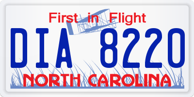 NC license plate DIA8220