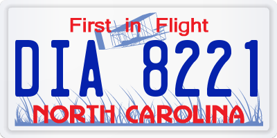 NC license plate DIA8221