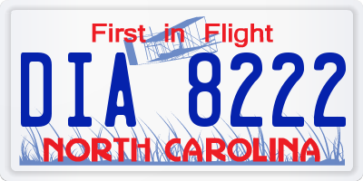 NC license plate DIA8222
