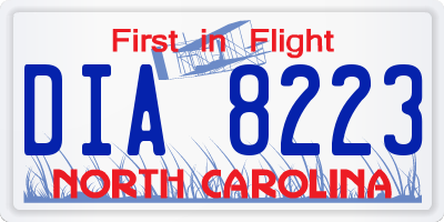 NC license plate DIA8223