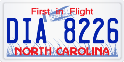 NC license plate DIA8226