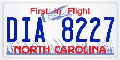 NC license plate DIA8227