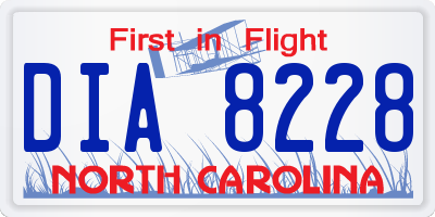 NC license plate DIA8228