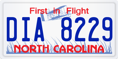 NC license plate DIA8229