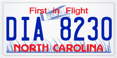 NC license plate DIA8230