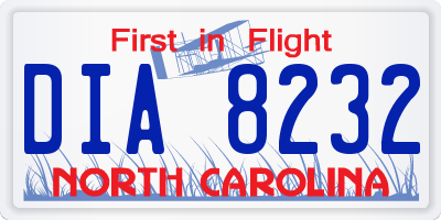 NC license plate DIA8232