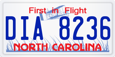 NC license plate DIA8236