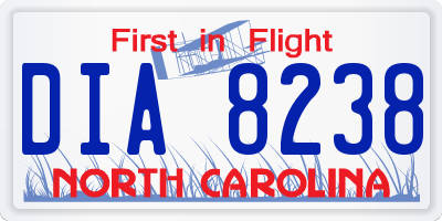 NC license plate DIA8238