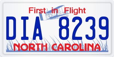 NC license plate DIA8239