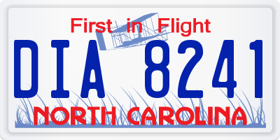 NC license plate DIA8241