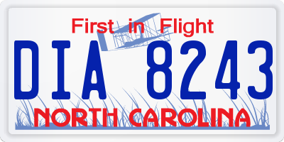NC license plate DIA8243
