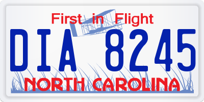 NC license plate DIA8245