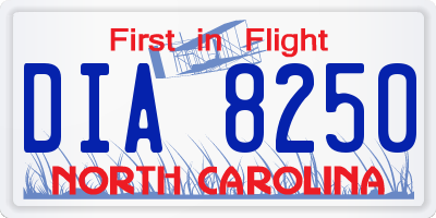 NC license plate DIA8250